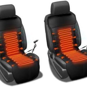 2 Pcs Comfortable Leather Heated Seat Cushion,Heated Seat Cover Pad,Universal Soft Seat Chair Cushion with Full Back Support for Car Home Office