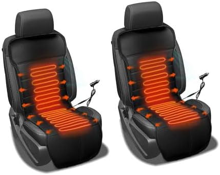2 Pcs Comfortable Leather Heated Seat Cushion,Heated Seat Cover Pad,Universal Soft Seat Chair Cushion with Full Back Support for Car Home Office