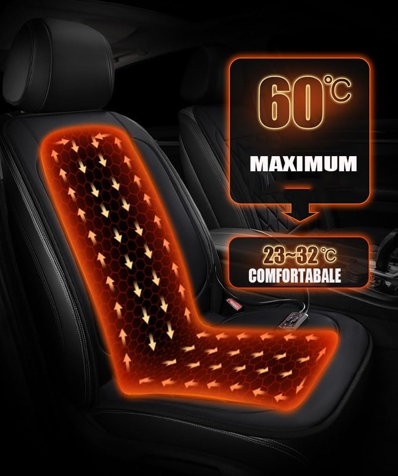 2 Pcs Comfortable Leather Heated Seat Cushion,Heated Seat Cover Pad,Universal Soft Seat Chair Cushion with Full Back Support for Car Home Office - Image 2
