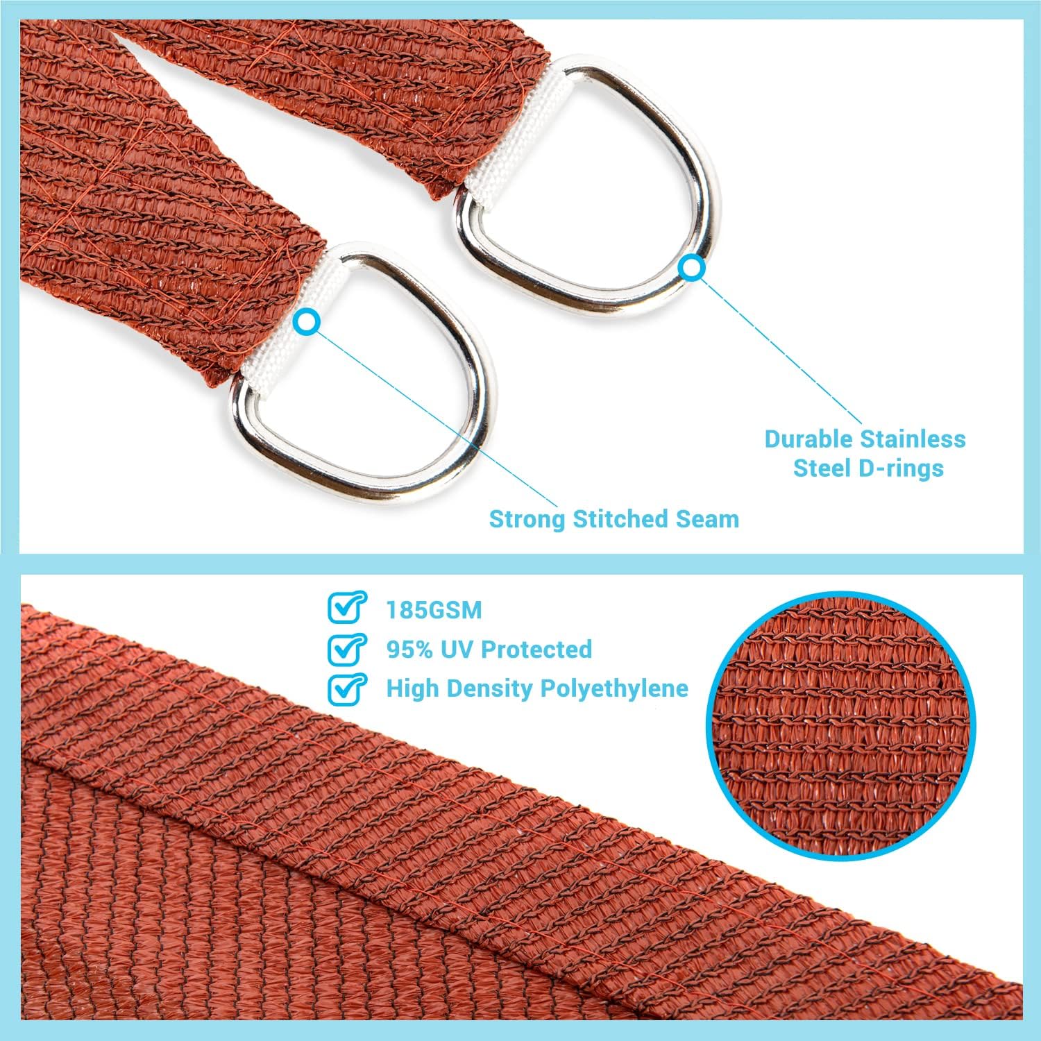 AsterOutdoor Sun Shade Sail Rectangle 12' x 16' UV Block Canopy for Patio Backyard Lawn Garden Outdoor Activities, Terra - Image 3