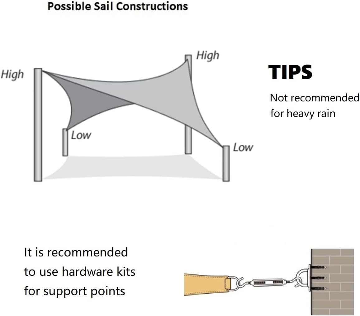 AsterOutdoor Sun Shade Sail Rectangle 12' x 16' UV Block Canopy for Patio Backyard Lawn Garden Outdoor Activities, Terra - Image 7