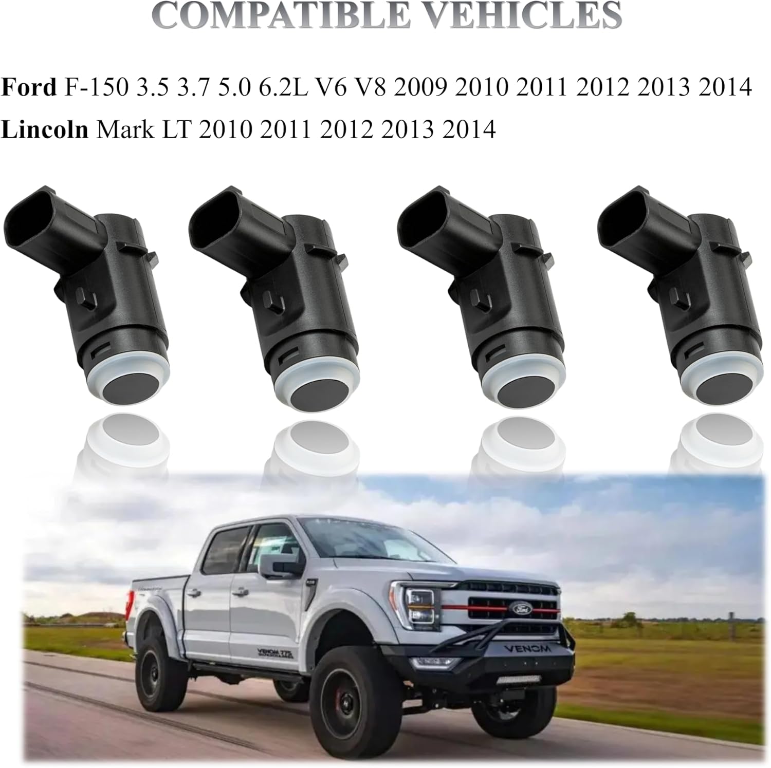 Backup Sensor Reverse Bumper Parking Assist Sensors Compatible with 2009-2014 Ford F-150 2010-2014Lincoln Mark LT Replaces# 9L3Z-15K859-D(4PCS) - Image 5