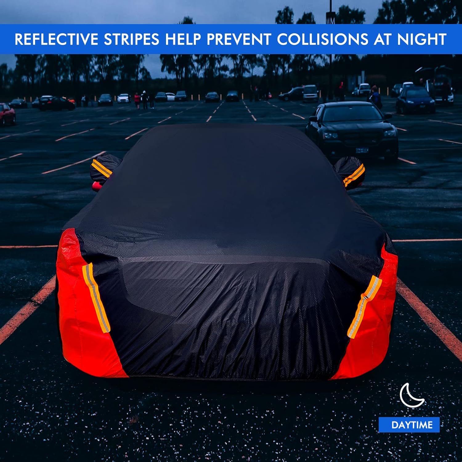 Car Cover Waterproof All Weather for Automobiles, 6 Layers Outdoor Full Exterior Cover Rain Sun UV Snowproof Protection with Zipper Cotton, Mirror Pocket for Sedan (190-195 inch) - Image 5