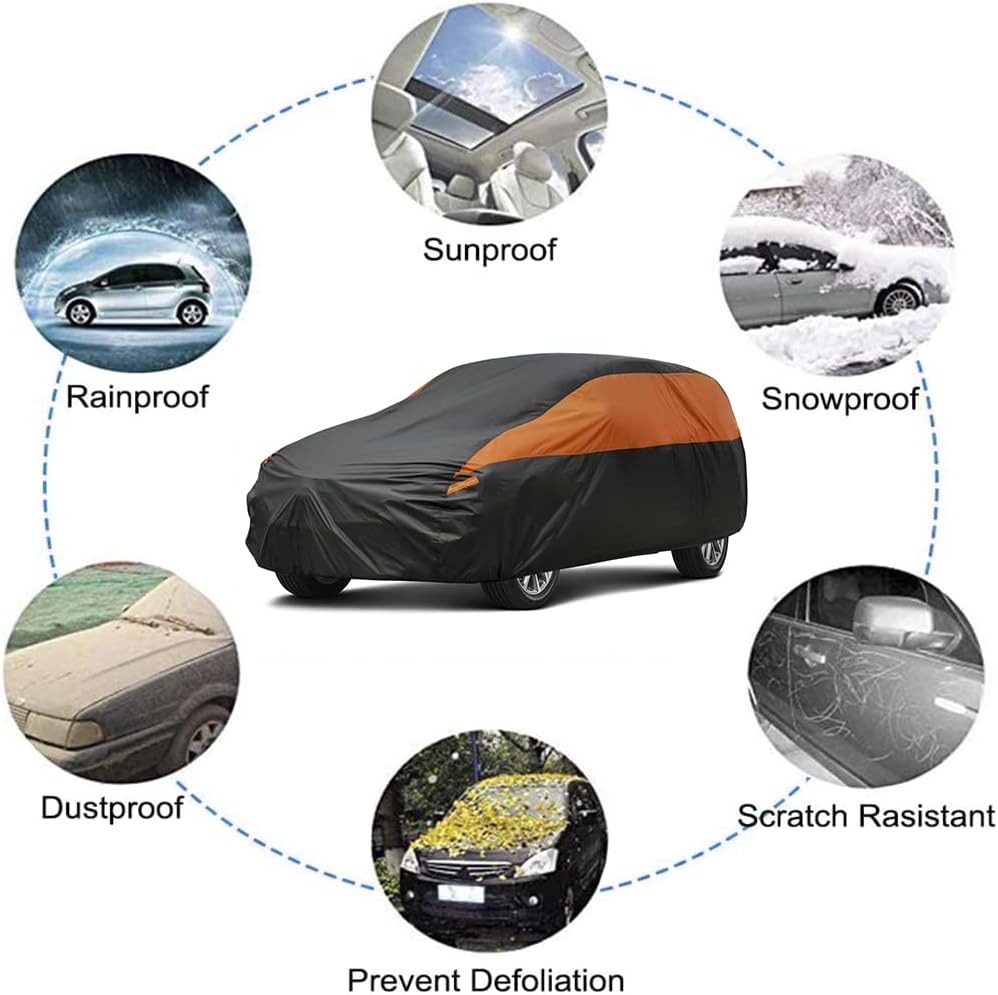 Hatchback Car Cover for Automobiles All Weather Waterproof, Universal Fit Ford Fiesta, Volkswagen Golf, Toyota Matrix, Chevy HHR, Hyundai Veloster/Kona, Mini Clubman/Countryman etc. - Image 3